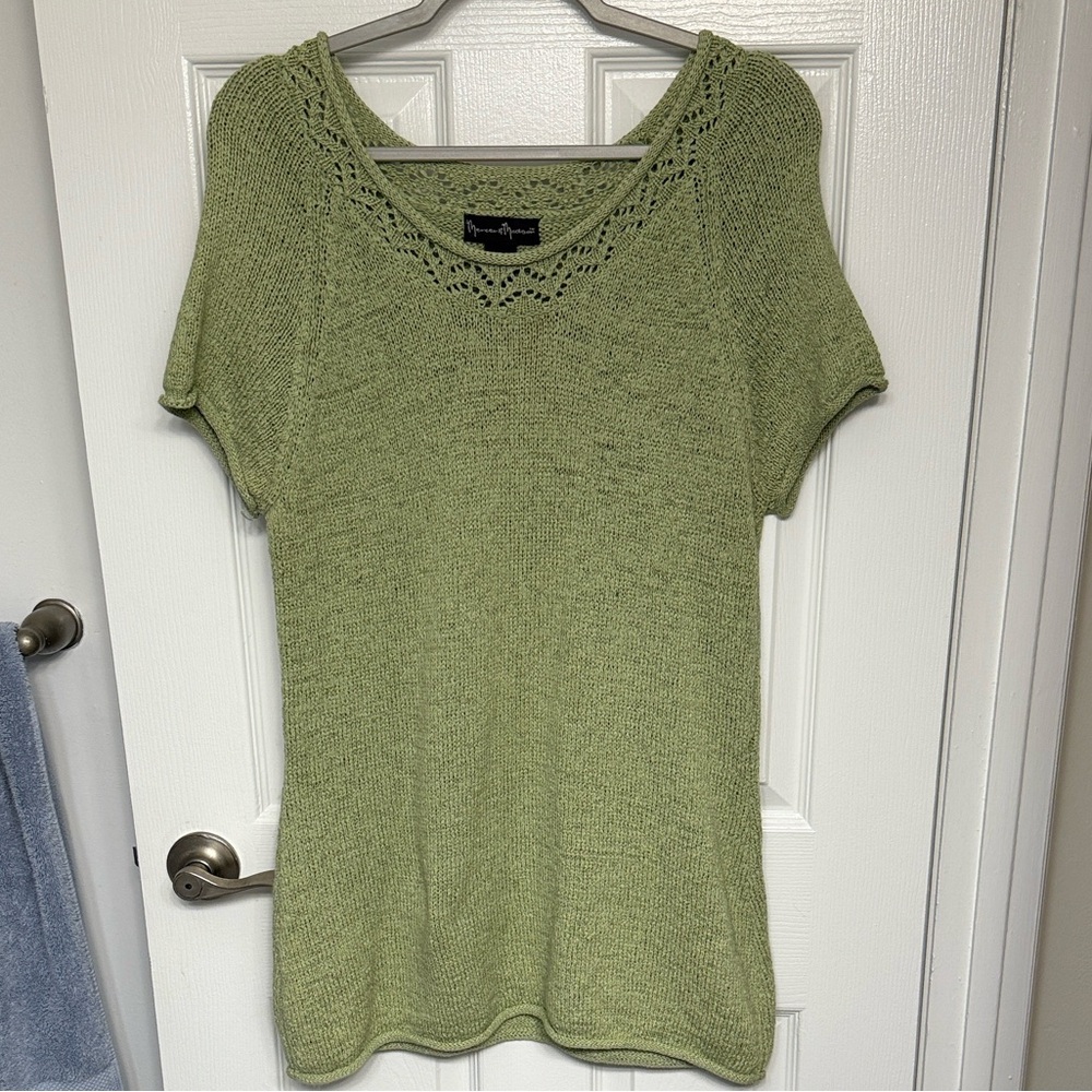 Y2K Mercer & Madison Light Green Short Sleeve Long Sweater size XL